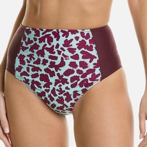NWT Tanya Taylor Kaia Bikini Bottom in Blue Purple and Coral - Size L